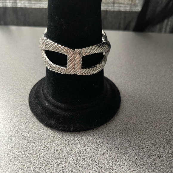 Silver Toned Metal Clear Rhinestone Bracelet - Picture 2 of 9